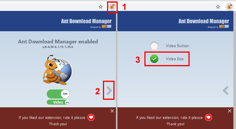 How to switch Ant Download Manager Video Button to Video Box.