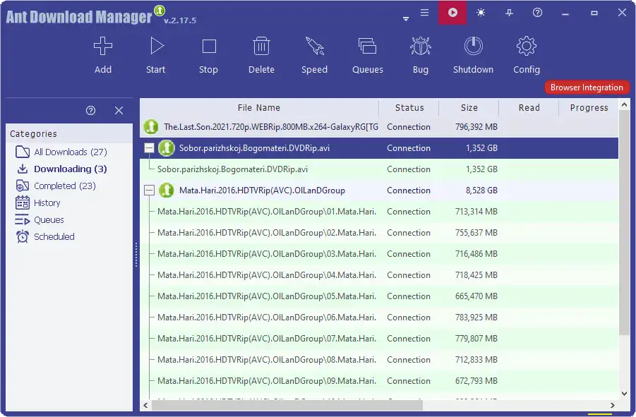 Ant Download Manager (AntDM) Torrent download main screen
